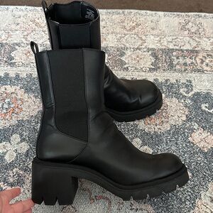 Zara Black Women's Chunky Heel Boots Size 39